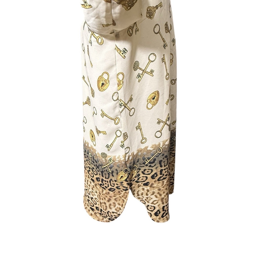Susan Graver Blouse Lock Key Leopard Animal Print Button Long Sleeve Shirt‎ Sz 6 - Picture 6 of 11